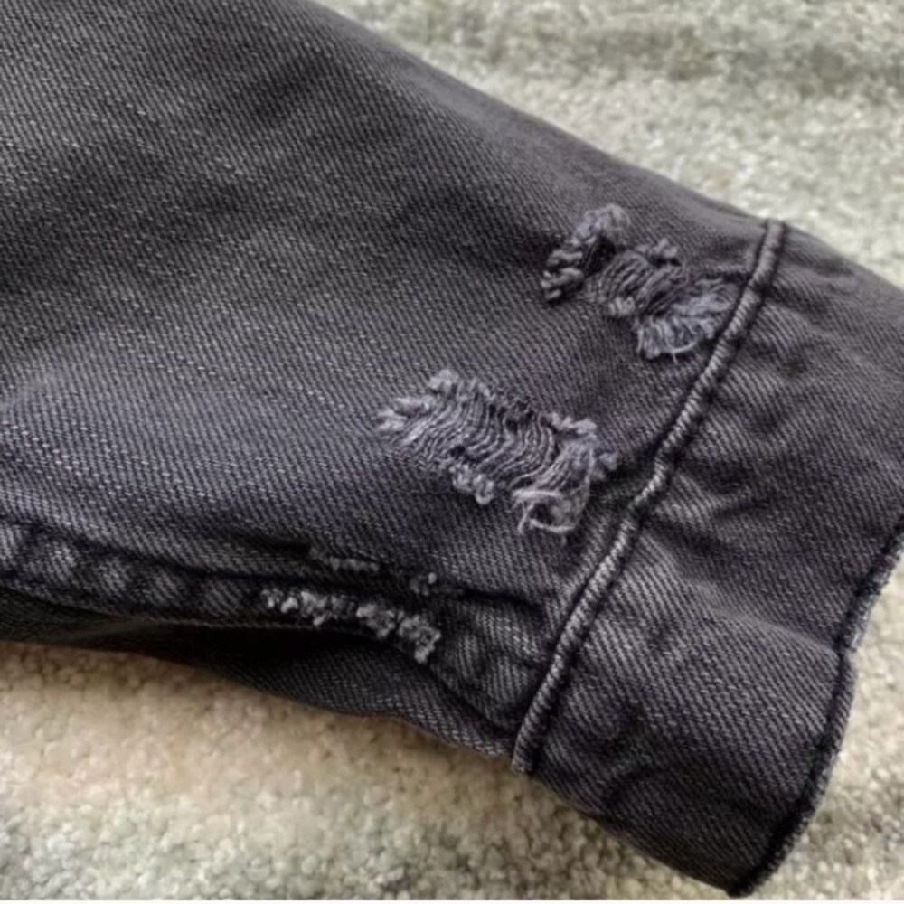 SOLD OUT . Boho Embroidered Floral Black Denim Jacket - Picture 6 of 8